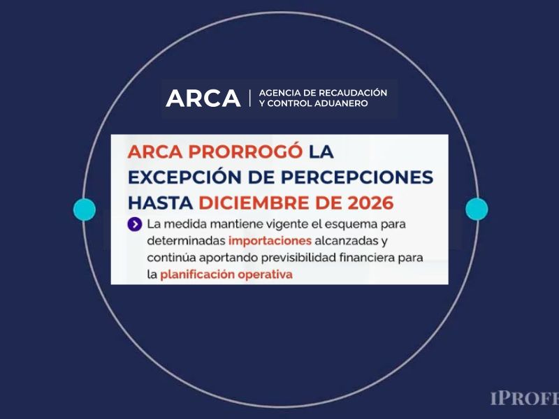 ARCA PRORROGÓ LA EXCEPCIÓN DE PERCEPCIONES HASTA DICIEMBRE DE 2026